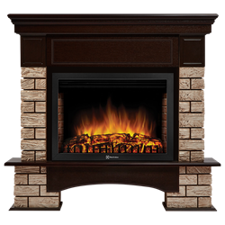 Пристенный электрокамин Electrolux EFP/P-2720RLS с порталом Firelight Forte Wood 25 камень коричневый, шпон темный дуб M135407 - фото 4745012