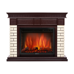 Угловой электрокамин Electrolux EFP/P-2520LS с порталом Firelight Bricks 25U (угловой) камень бежевый, шпон темный дуб M133081 - фото 4748350