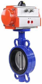 Затвор дисковый поворотный DN GGG50-316L-EPDM Ду40 Ру16 корпус - чугун GGG50, диск - нержавеющая сталь 316L, уплотнение – EPDM, с пневмоприводом DN DA-052 двойного действия D050-24738 - фото 5412934