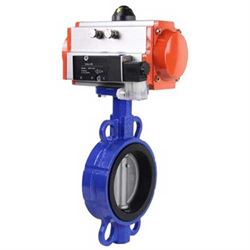 Затвор дисковый поворотный DN GGG50-316L-EPDM Ду40 Ру16 корпус - чугун GGG50, диск - нержавеющая сталь 316L, уплотнение – EPDM, с пневмоприводом DN DA-052 двойного действия и пневмораспределителем 4M310-08 220V D050-31819 - фото 5412988