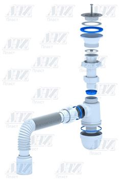 Ани Пласт сифон 1 1/2*40 с гибкой трубой x50, C0110 T0032433 - фото 5443003