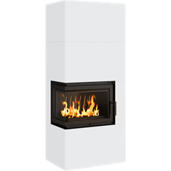 Готовый дровяной каминокомплект Kratki SIMPLE Box белый с топкой BS, левый угол M130516 - фото 5562578
