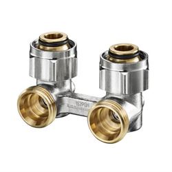 Двухтрубный узел нижнего подключения Oventrop Multiflex F H 3/4 3/4 Н ЕК-НГ ЕК ZB угловой M93567 - фото 5655935