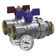 Набор кранов шаровых EMMETI Straight Progress - 1 1/4 (с термометрами и муфтовой арматурой) C01306132