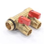 Коллектор General Fittings 6200 3/4 х1/2 , 2вых., c шаровыми кранами, латунь никелир. 6200R6H0504R2A