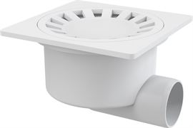 ALCA PLAST Сливной трап 150x150/50, подводка – боковая, решетка – белая, гидрозатвор – мокрый, APV15 T0040358